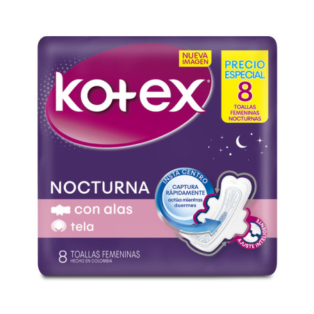 KOTEX NOCTURNA CON ALAS 8 UNIDADES