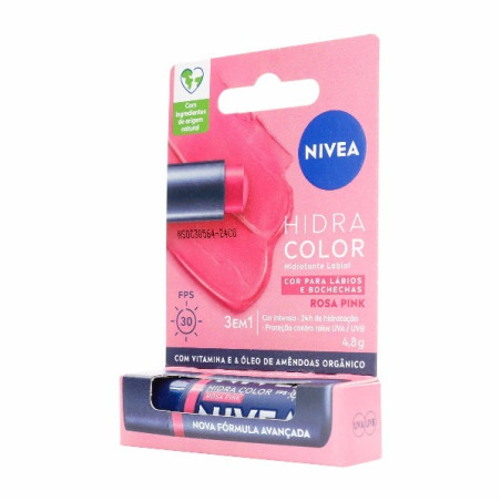 NIVEA LABIAL FPS30 HIDRA COLOR ROSADO 4.8 G