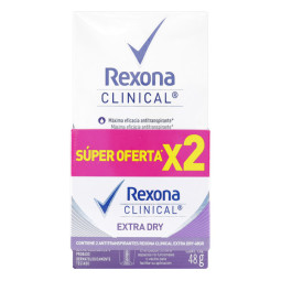 REXONA DESODORANTE CREMA CLINICAL EXTRA DRY 48 G 2 UNIDADES