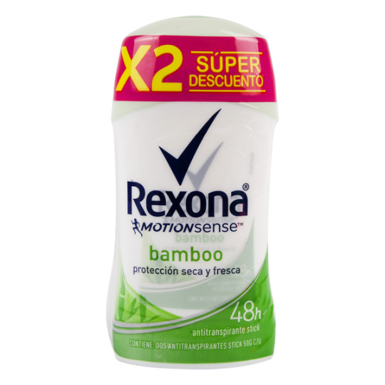 REXONA DESODORANTE BARRA WOMEN BAMBOO 50 G 2 UNIDADES