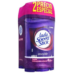 LADY SPEED STICK DESODORANTE BARRA FLORAL INVISIBLE 45 G 2 UNIDADES