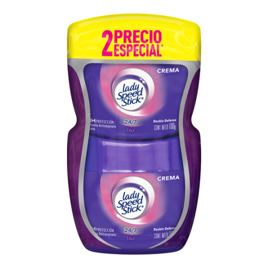 LADY SPEED STICK DESODORANTE CREMA TALC 100 G 2 UNIDADES