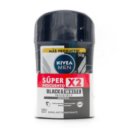 NIVEA DESODORANTE BARRA INVISIBLE MEN BLACK&WHITE 50 G 2 UNIDADES