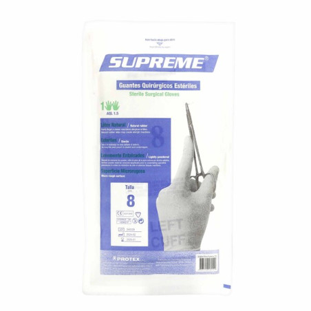 GUANTE QUIRURGICO ESTERIL SUPREME 1 PAR TALLA 8 PROTEX