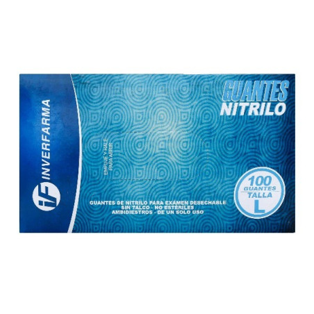 GUANTE NITRILO L 100 UNIDADES INVERFARMA