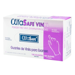 GUANTE EXAMEN VINILO TALLA M 100 UNIDADES ALFASAFE