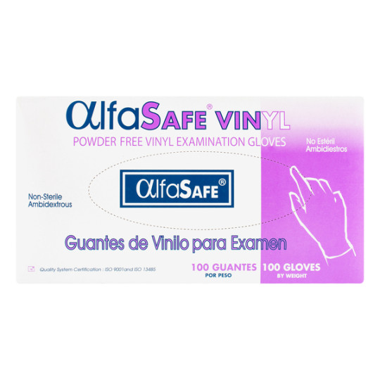 GUANTE EXAMEN VINILO TALLA M 100 UNIDADES ALFASAFE