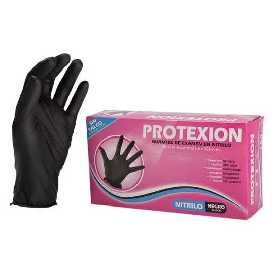 GUANTE EXAMEN NITRILO NEGRO TALLA L 100 UNIDADES PROTEX