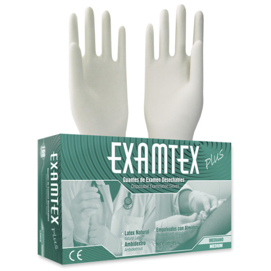 GUANTE EXAMEN EXAMTEX PLUS TALLA M 100 UNIDADES PROTEX