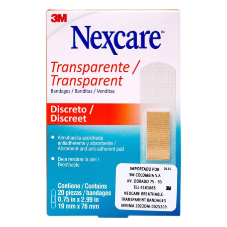 CURAS NEXCARE TRANPARENTES 20 UNIDADES