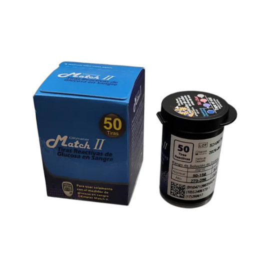TIRAS REACTIVAS GLUCOCARE MATCH 50 UNIDADES