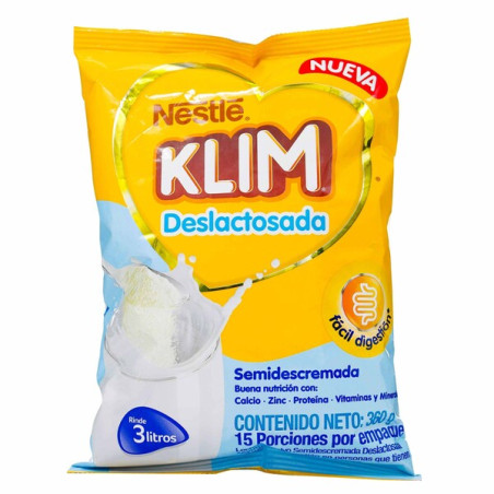 KLIM DESLACTOSADA SEMIDESCREMADA BOLSA 360 G