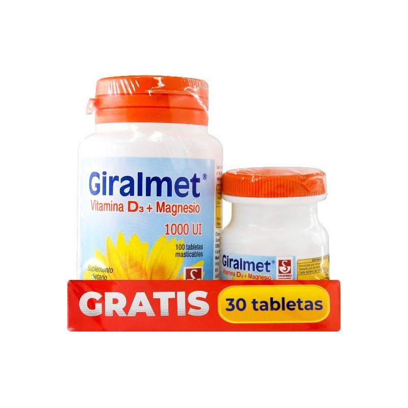 GIRALMET 1000U.I. 100 TABLETAS MASTICABLES+30 TABLETAS