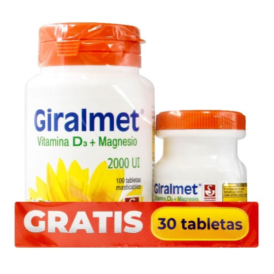 GIRALMET 2000U.I. 100 TABLETAS MASTICABLES+30 TABLETAS