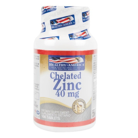 CHELATED ZINC 40 MG 100 TABLETAS HEALTHY AMERICA