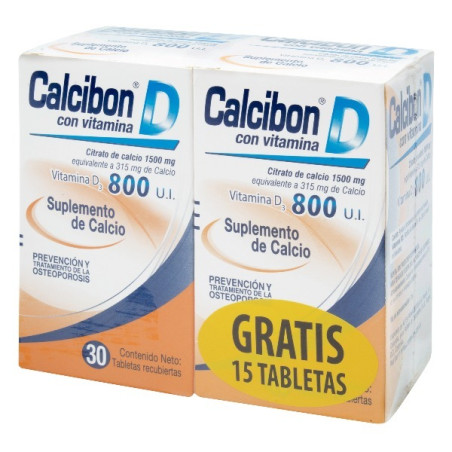 CALCIBON D 1500MG/800UI 30 + 15 TABLETAS RECUBIERTAS