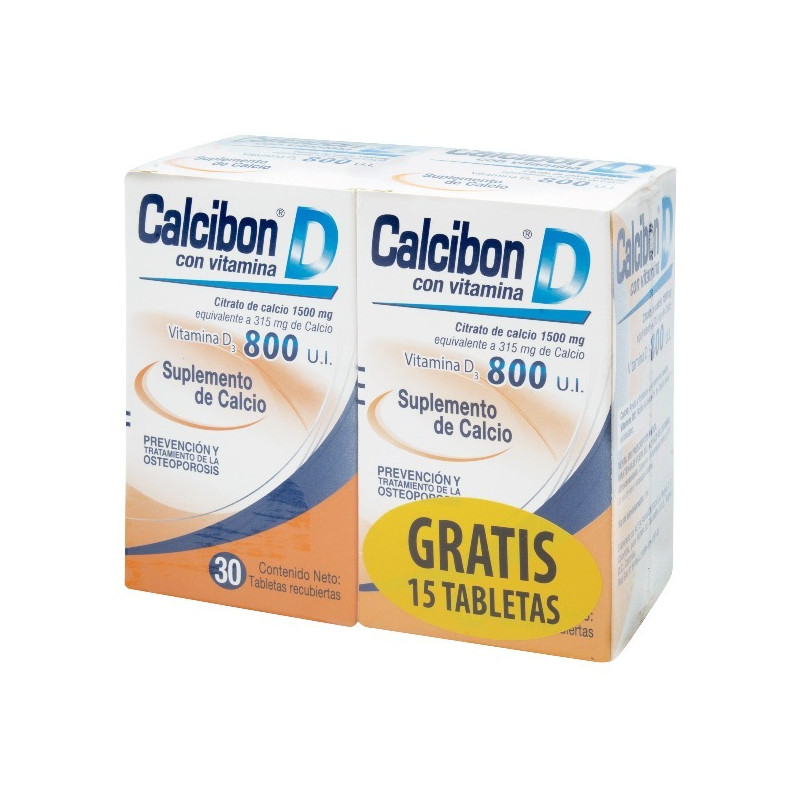 CALCIBON D 1500MG/800UI 30 + 15 TABLETAS RECUBIERTAS