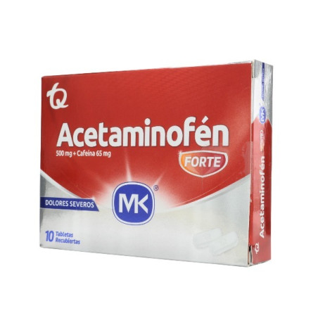 ACETAMINOFEN FORTE 500/65MG 10 TABLETAS RECUBIERTAS MK