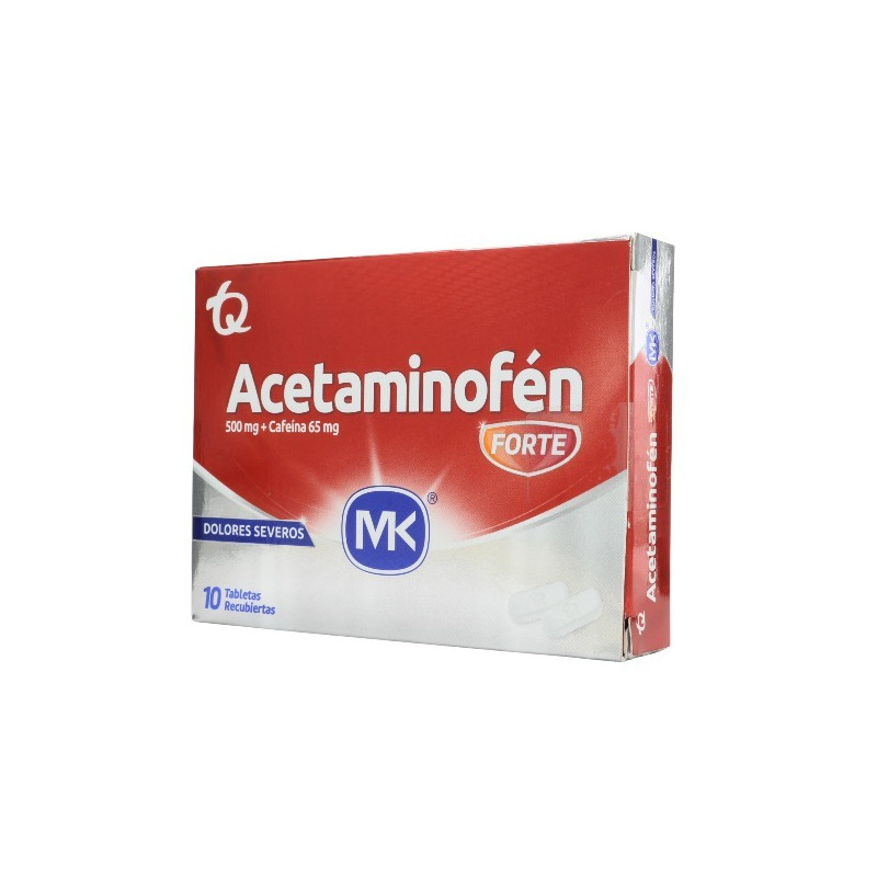 ACETAMINOFEN FORTE 500/65MG 10 TABLETAS RECUBIERTAS MK
