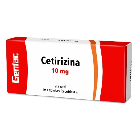 CETIRIZINA 10 MG 10 TABLETAS RECUBIERTAS GENFAR