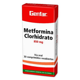 METFORMINA 850 MG 30 COMPRIMIDOS RECUBIERTOS GENFAR
