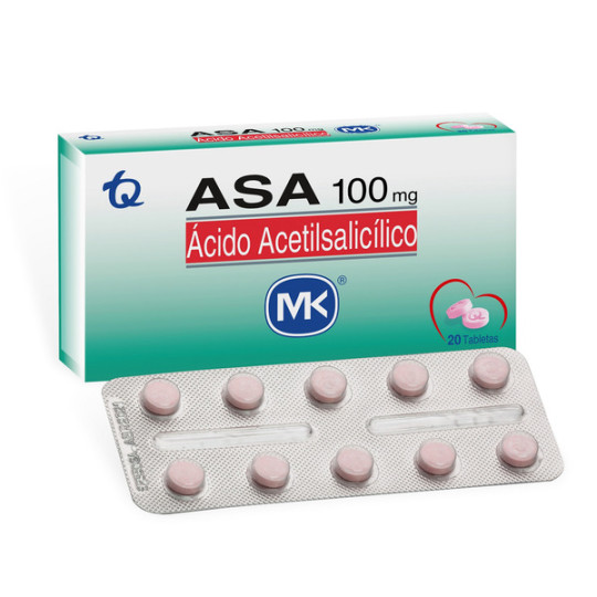 ACIDO ACETILSALICILICO 100 MG 20 TABLETAS MK