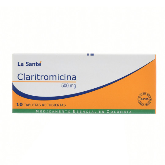 CLARITROMICINA 500 MG 10 TABLETAS RECUBIERTAS LA SANTE