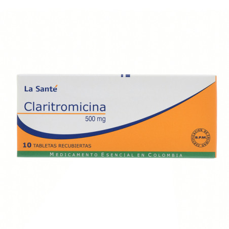 CLARITROMICINA 500 MG 10 TABLETAS RECUBIERTAS LA SANTE