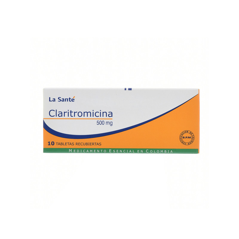 CLARITROMICINA 500 MG 10 TABLETAS RECUBIERTAS LA SANTE