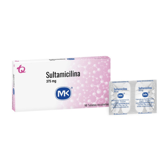 SULTAMICILINA 375 MG 10 TABLETAS RECUBIERTAS MK