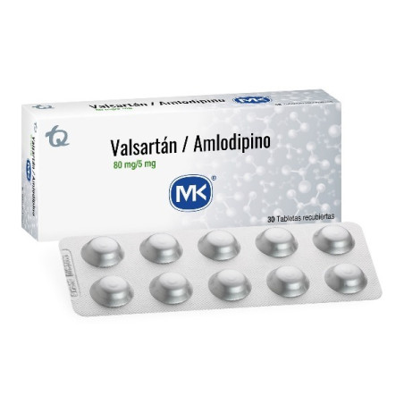 VALSARTAN AMLODIPINO 80/5MG 30 TABLETAS RECUBIERTAS MK