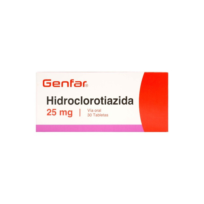 HIDROCLOROTIAZIDA 25 MG 30 TABLETAS GENFAR