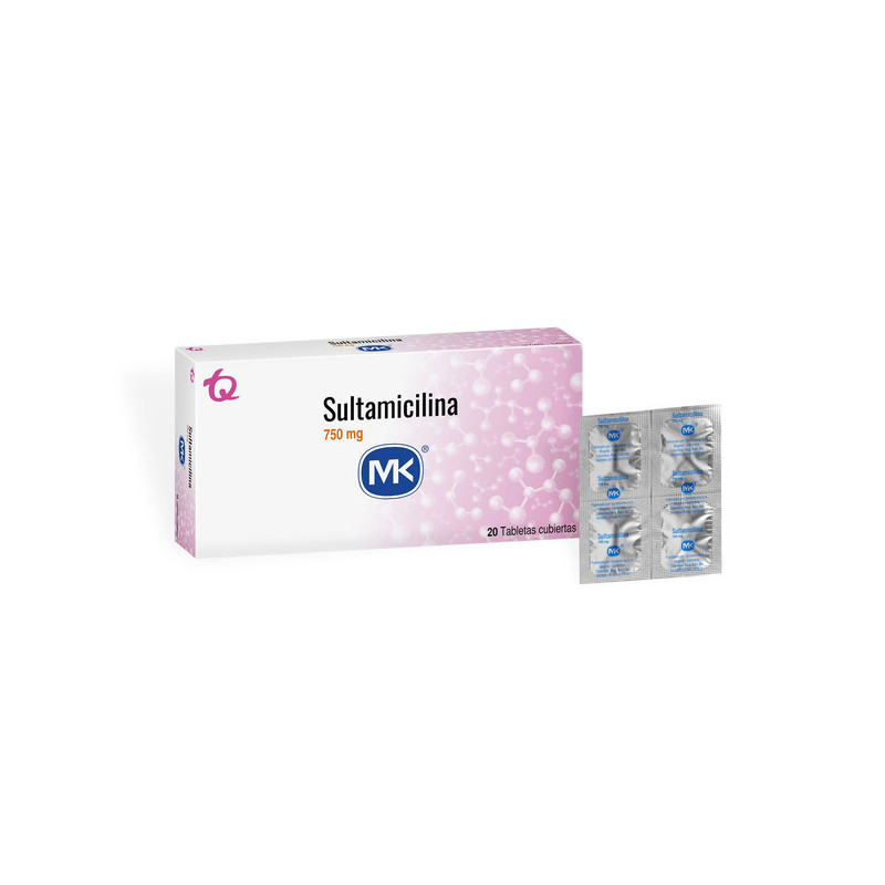 SULTAMICILINA 750 MG 20 TABLETAS RECUBIERTAS MK