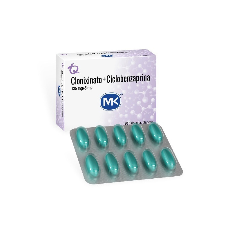 CLONIXINATO CICLOBENZAPRINA 20 CAPSULAS BLANDAS MK