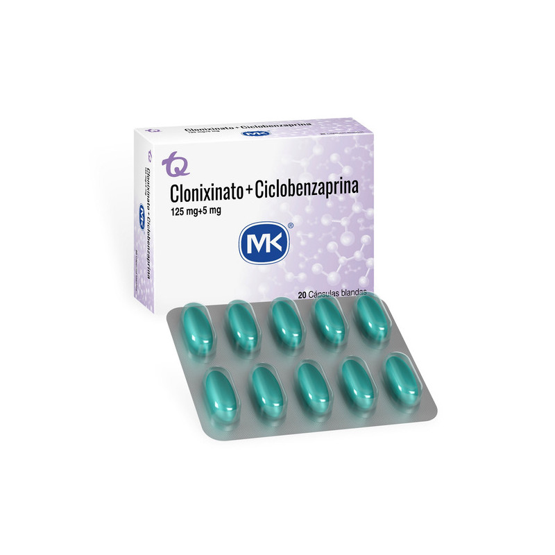CLONIXINATO CICLOBENZAPRINA 20 CAPSULAS BLANDAS MK