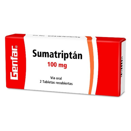 SUMATRIPTAN 100 MG 2 TABLETAS RECUBIERTAS GENFAR