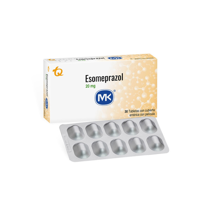 ESOMEPRAZOL 20 MG 30 TABLETAS CON CUBIERTA ENTERICA MK
