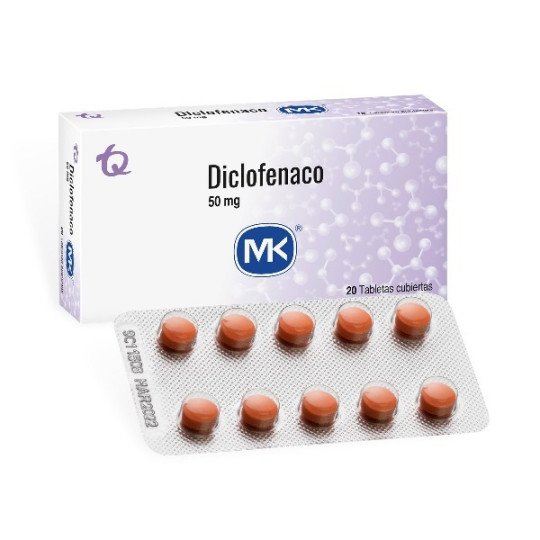 DICLOFENACO 50 MG 20 TABLETAS RECUBIERTAS MK