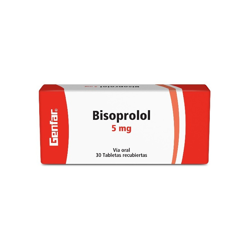 BISOPROLOL 5 MG 30 TABLETAS RECUBIERTAS GENFAR