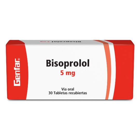 BISOPROLOL 5 MG 30 TABLETAS RECUBIERTAS GENFAR