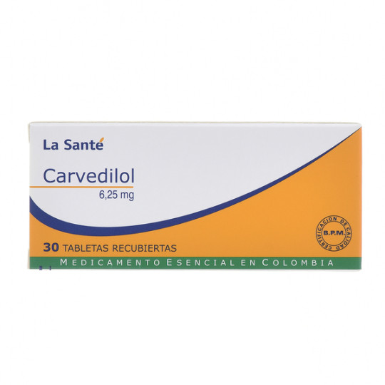 CARVEDILOL 6.25 MG 30 TABLETAS RECUBIERTAS LA SANTE