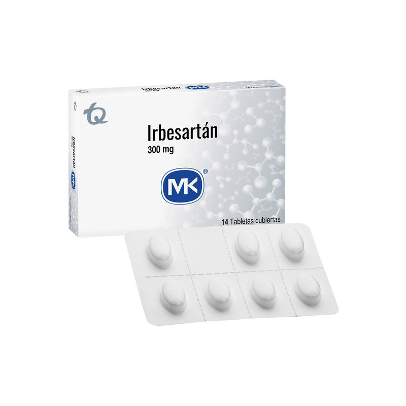IRBESARTAN 300 MG 14 TABLETAS RECUBIERTAS MK