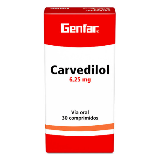 CARVEDILOL 6.25 MG 30 COMPRIMIDOS GENFAR