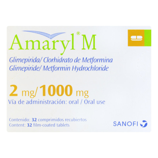 AMARYL M 2/1000MG 32 COMPRIMIDOS RECUBIERTOS
