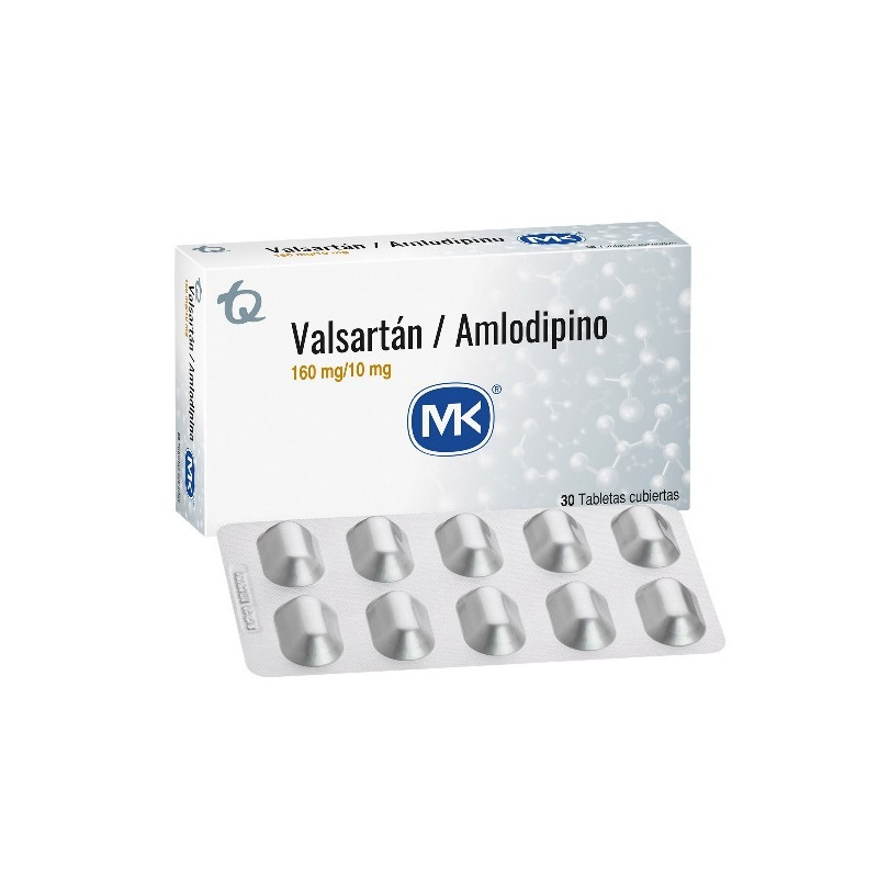 VALSARTAN AMLODIPINO 160/10MG 30 TABLETAS RECUBIERTAS MK