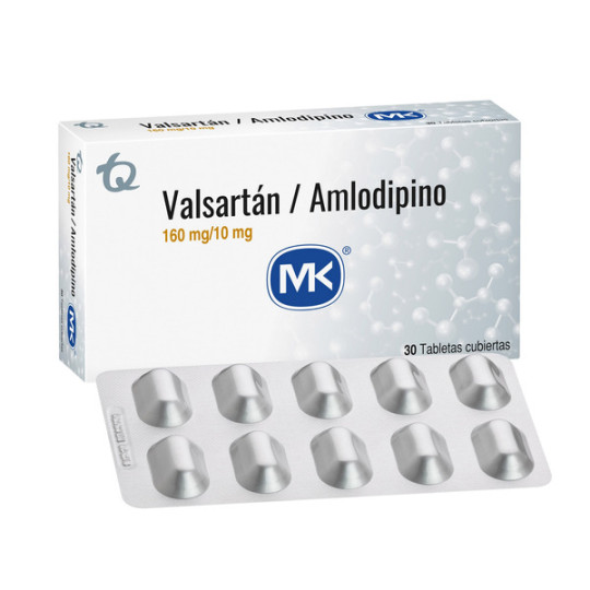 VALSARTAN AMLODIPINO 160/10MG 30 TABLETAS RECUBIERTAS MK