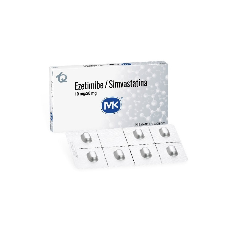 EZETIMIBA SIMVASTATINA 10/20MG 14 TABLETAS RECUBIERTAS MK