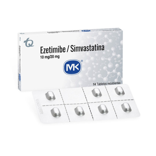 EZETIMIBA SIMVASTATINA 10/20MG 14 TABLETAS RECUBIERTAS MK