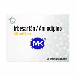 IRBESARTAN AMLODIPINO 300/10MG 30 TABLETAS RECUBIERTAS MK