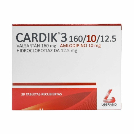 CARDIK 3 160/10/12.5MG 30 TABLETAS RECUBIERTAS